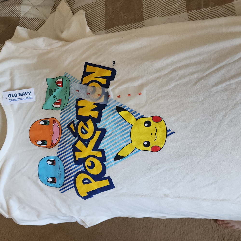 Old Navy White Short Sleeve Tee with Pokémon Design